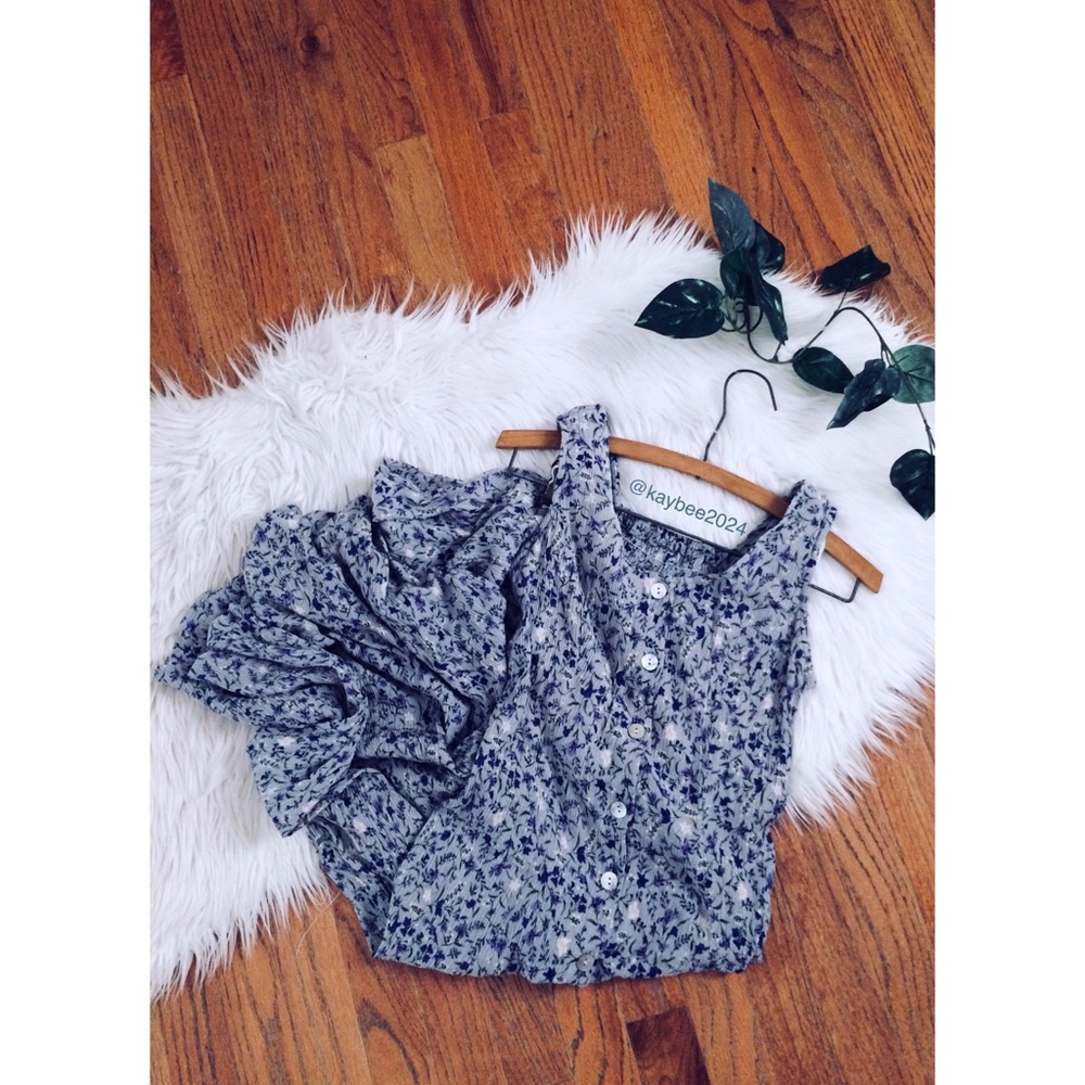 🌿 Vtg 90’s Blue Floral Midi Dress 🌿